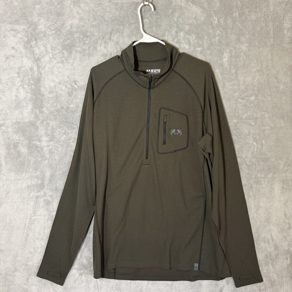 KUIU XL Nuyarn PRO Merino 200 Zip-T 1/4 Pullover Long Sleeve Hunting Shirt Green